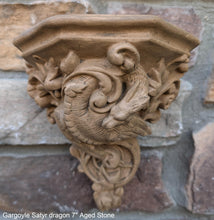 Load image into Gallery viewer, Gargoyle Satyr dragon wall Shelf corbel Grotesque goblin sculpture www.NEO-MFG.com 7" Mythical Dragon Bracket