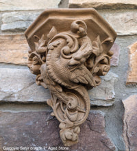 Load image into Gallery viewer, Gargoyle Satyr dragon wall Shelf corbel Grotesque goblin sculpture www.NEO-MFG.com 7" Mythical Dragon Bracket