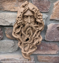 Load image into Gallery viewer, Nature Garden Greenman Grape Harvest Sculptural wall relief bust www.Neo-Mfg.com 13.75"