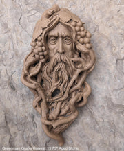Load image into Gallery viewer, Nature Garden Greenman Grape Harvest Sculptural wall relief bust www.Neo-Mfg.com 13.75"