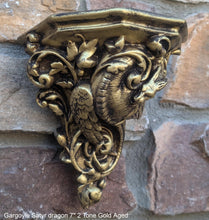 Load image into Gallery viewer, Gargoyle Satyr dragon wall Shelf corbel Grotesque goblin sculpture www.NEO-MFG.com 7" Mythical Dragon Bracket