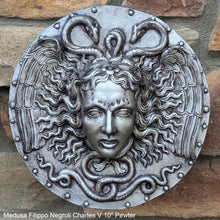 Load image into Gallery viewer, History Medusa Filippo Negroli Charles V shield design Artifact Carved Sculpture Statue 10" www.Neo-Mfg.com n2