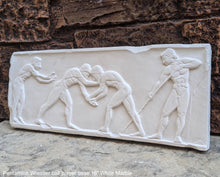 Load image into Gallery viewer, Nude Male Wrestlers Wall Plaque Antique Reproduction Figure Sculptural Wall frieze plaque relief www.Neo-Mfg.com 16"