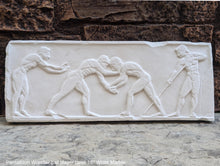 Load image into Gallery viewer, Nude Male Wrestlers Wall Plaque Antique Reproduction Figure Sculptural Wall frieze plaque relief www.Neo-Mfg.com 16"
