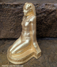 Load image into Gallery viewer, Egyptian kneeling female carving sculpture statue bookend revival Peinlich 7.5" www.NEO-MFG.com sold as one - each
