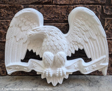 Load image into Gallery viewer, Eagle Perched on Ribbon wall plaque 3D Decor Hand Crafted relief art www.Neo-Mfg.com home decor 16"