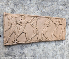 Load image into Gallery viewer, Olympian Ball player base Wall Plaque Antique Reproduction Figure Sculptural Wall frieze plaque relief www.Neo-Mfg.com 15.5"