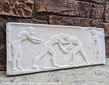 Load image into Gallery viewer, Nude Male Wrestlers Wall Plaque Antique Reproduction Figure Sculptural Wall frieze plaque relief www.Neo-Mfg.com 16"