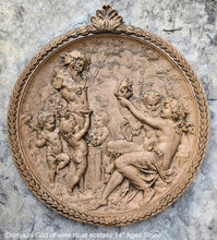 Load image into Gallery viewer, Roman Greek Dionysus God of wine ritual madness and ecstasy - Bacchus Satyr Sculptural Wall frieze plaque relief www.Neo-Mfg.com 14"