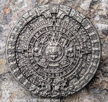 Load image into Gallery viewer, History MAYAN AZTEC CALENDAR Sculptural wall relief plaque 3.125" mini www.Neo-Mfg.com
