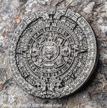Load image into Gallery viewer, History MAYAN AZTEC CALENDAR Sculptural wall relief plaque 3.125" mini www.Neo-Mfg.com