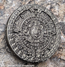 Load image into Gallery viewer, History MAYAN AZTEC CALENDAR Sculptural wall relief plaque 3.125" mini www.Neo-Mfg.com