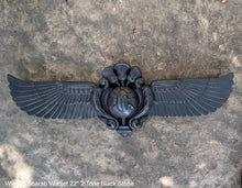 Load image into Gallery viewer, Egyptian winged Scarab Wadjet Pediment hieroglyph Sculptural wall relief www.Neo-Mfg.com 22"