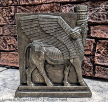 Load image into Gallery viewer, Assyrian Lamassu Nimrud Palace guardians winged Bull Sculpture www.Neo-Mfg.com 10.5" Mesopotamia statue 360