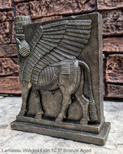 Load image into Gallery viewer, Assyrian Lamassu Nimrud Palace guardians winged Bull Sculpture www.Neo-Mfg.com 10.5" Mesopotamia statue 360