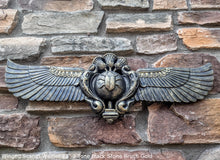 Load image into Gallery viewer, Egyptian winged Scarab Wadjet Pediment hieroglyph Sculptural wall relief www.Neo-Mfg.com 22"