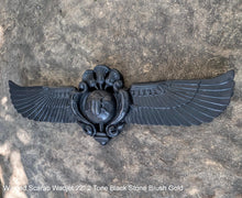 Load image into Gallery viewer, Egyptian winged Scarab Wadjet Pediment hieroglyph Sculptural wall relief www.Neo-Mfg.com 22"