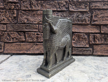 Load image into Gallery viewer, Assyrian Lamassu Nimrud Palace guardians winged Bull Sculpture www.Neo-Mfg.com 10.5" Mesopotamia statue 360