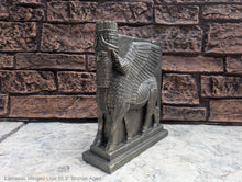 Load image into Gallery viewer, Assyrian Lamassu Nimrud Palace guardians winged Bull Sculpture www.Neo-Mfg.com 10.5" Mesopotamia statue 360