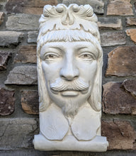 Load image into Gallery viewer, French Man Wall Corbel Bracket carving Sculptural wall relief plaque 11.125" www.Neo-Mfg.com Face Head
