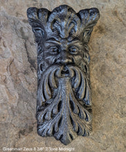 Load image into Gallery viewer, Roman Greek Zeus greenman wall Shelf corbel Grotesque goblin sculpture www.NEO-MFG.com 8 3/8" Mythical Bracket