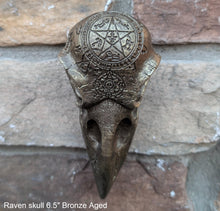 Load image into Gallery viewer, Wiccan Raven skull engraving Wall Plaque Sculpture Pagan 6.5" www.Neo-Mfg.com mythical