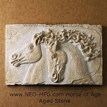 Load image into Gallery viewer, Horse of Age Stone Carving Sculpture Wall Frieze LARGE 23&quot; wide made in USA www.Neo-Mfg.com
