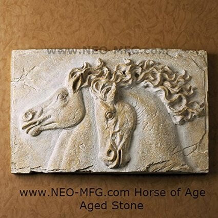 Horse of Age Stone Carving Sculpture Wall Frieze LARGE 23