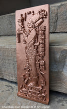 Load image into Gallery viewer, Aztec Mayan Chambalu Temple foliated cross Center left K'inich Kan Bahlam II carving wall plaque www.Neo-Mfg.com home decor art 11.5" L18