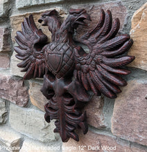Load image into Gallery viewer, Phoenix double headed Eagle Coat of Arms sculpture wall frieze 12" www.Neo-Mfg.com