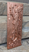 Load image into Gallery viewer, Aztec Mayan Chambalu Temple foliated cross Center left K'inich Kan Bahlam II carving wall plaque www.Neo-Mfg.com home decor art 11.5" L18