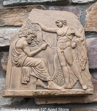 Load image into Gallery viewer, Roman Greek Daedalus and Icarus Stone Carving Sculpture Wall relief 12" www.Neo-Mfg.com museum reproduction