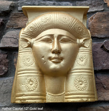 Load image into Gallery viewer, Egyptian Hathor Capital Relief fragment head bust wall plaque art Sculpture 12" www.Neo-Mfg.com Museum reproduction