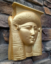 Load image into Gallery viewer, Egyptian Hathor Capital Relief fragment head bust wall plaque art Sculpture 12" www.Neo-Mfg.com Museum reproduction