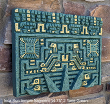 Load image into Gallery viewer, Peru Inca Mesoamerican Sun temple fragment carving Sculptural wall relief plaque 14.75" www.Neo-Mfg.com