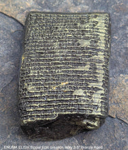 Load image into Gallery viewer, Sumerian Cuneiform tablet ENUMA ELISH Sippar Epic creation story sculptural www.Neo-Mfg.com 3.5" Museum reproduction C6