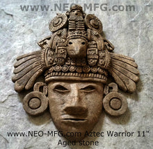 Load image into Gallery viewer, History Aztec Maya Artifact Warrior mask Sculpture Statue 11" Tall www.Neo-Mfg.com