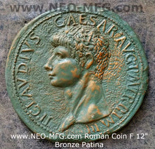 Load image into Gallery viewer, Roman Greek Coin Emperor Claudius Sculptural Wall relief www.Neo-Mfg.com 12" c8