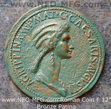 Load image into Gallery viewer, Roman Greek Coin Emperor Claudius second wife Agrippina (mother of Nero) Sculptural Wall relief www.Neo-Mfg.com 12" c7