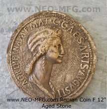Load image into Gallery viewer, Roman Greek Coin Emperor Claudius second wife Agrippina (mother of Nero) Sculptural Wall relief www.Neo-Mfg.com 12" c7