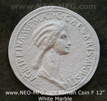 Load image into Gallery viewer, Roman Greek Coin Emperor Claudius second wife Agrippina (mother of Nero) Sculptural Wall relief www.Neo-Mfg.com 12" c7