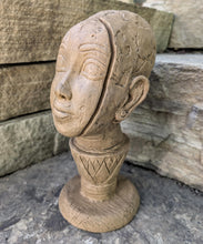Load image into Gallery viewer, Egyptian Tut on lotus bust 11" statue Sculpture museum reproduction art www.Neo-Mfg.com home decor relief