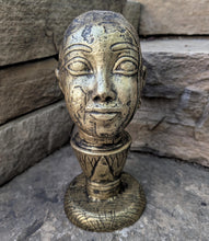 Load image into Gallery viewer, Egyptian Tut on lotus bust 11" statue Sculpture museum reproduction art www.Neo-Mfg.com home decor relief