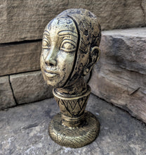 Load image into Gallery viewer, Egyptian Tut on lotus bust 11" statue Sculpture museum reproduction art www.Neo-Mfg.com home decor relief