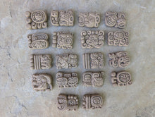 Load image into Gallery viewer, Aztec Mayan Glyph 18pc high relief Carved Sculpture Statue www.Neo-Mfg.com Museum reproduction 2"x1"