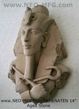Load image into Gallery viewer, History Egyptian Pharaoh Akhenaten Amenhotep IV Sun god Sculptural wall relief bust Neo-Mfg 14"