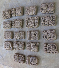Load image into Gallery viewer, Aztec Mayan Glyph 18pc high relief Carved Sculpture Statue www.Neo-Mfg.com Museum reproduction 2"x1"