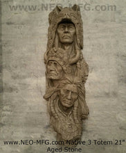 Load image into Gallery viewer, History Native American 3 Warrior bust Chiefs of the Oglala Sioux Bas-Relief Sculpture Statue 17" Tall www.Neo-Mfg.com