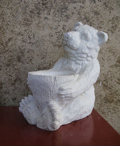 Animal Bear with dish / planter sculpture plaque www.NEO-MFG.com 12"