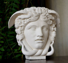 Load image into Gallery viewer, History Medusa Versace Rondanini Bust design Artifact Carved Sculpture Statue 12" on pedestal www.Neo-Mfg.com